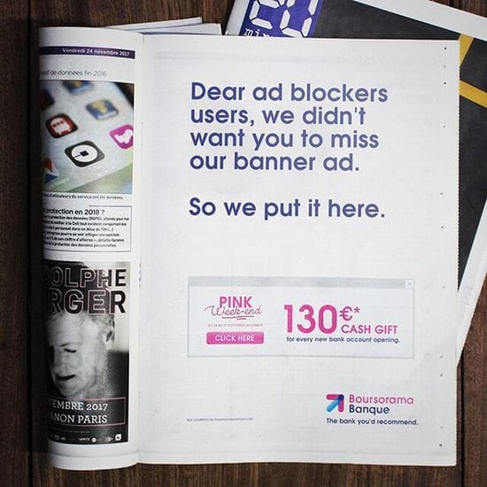 To dodge ad blockers this bank ran banner ads in newspapers instead